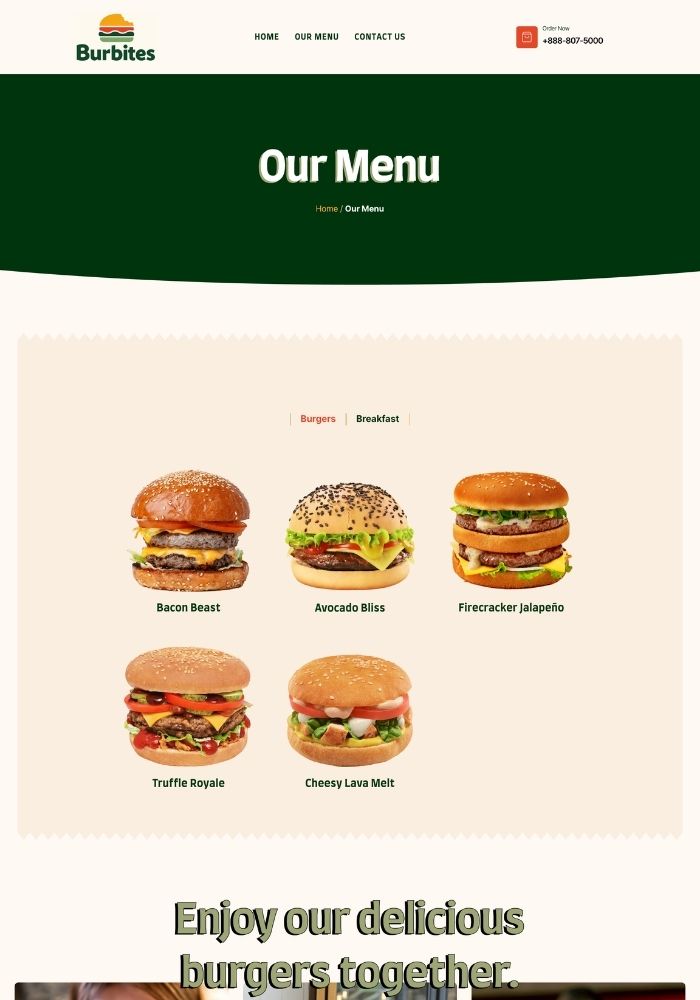 Burbites – Restuarant Website