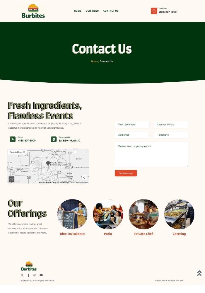 Burbites – Restuarant Website