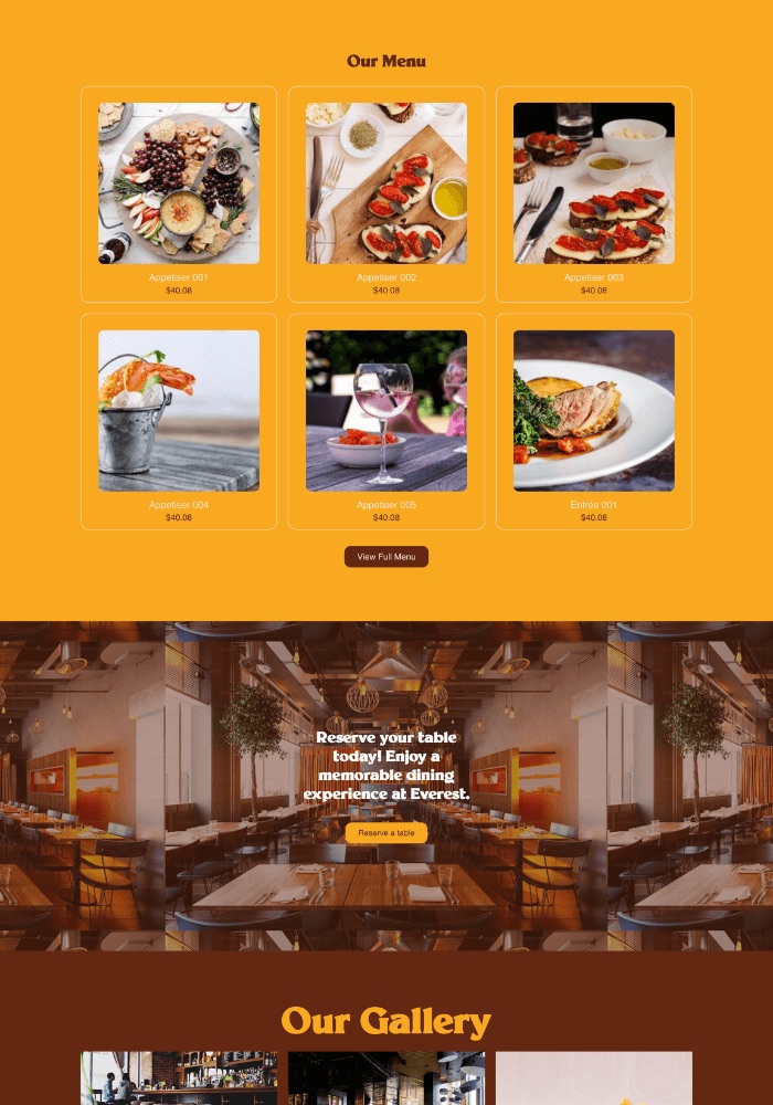 Everest – Restuarant Website