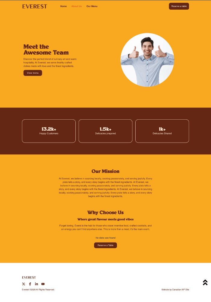Everest – Restuarant Website
