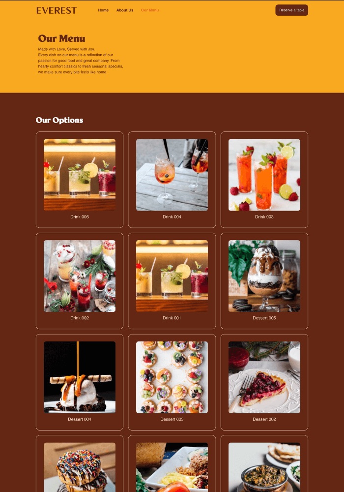 Everest – Restuarant Website