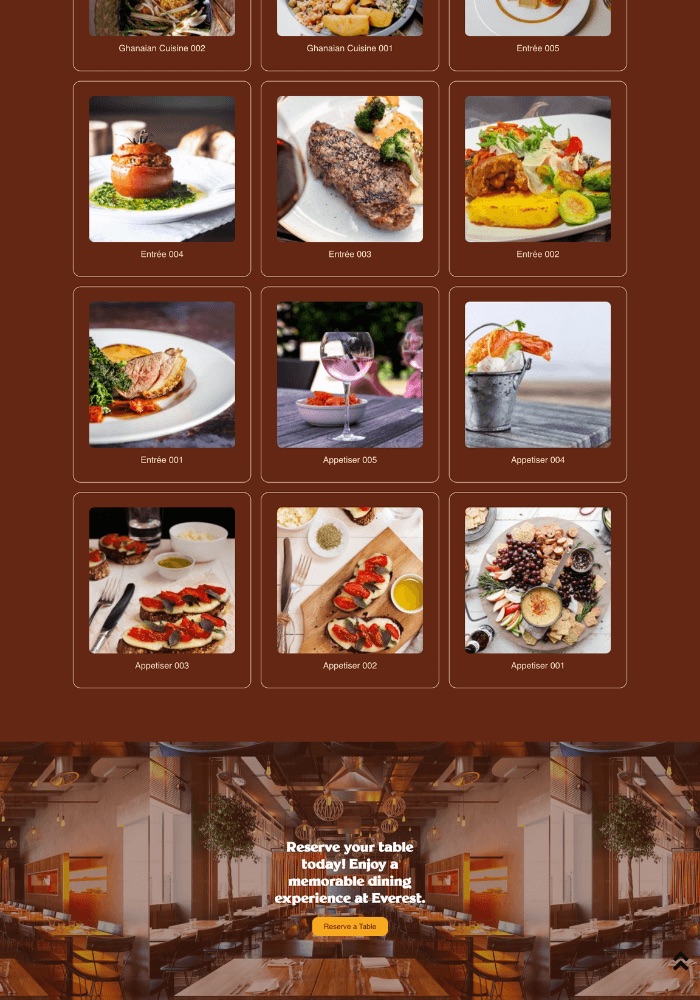 Everest – Restuarant Website