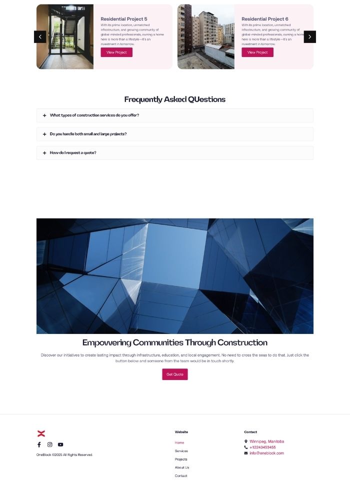 Oneblock – Construction Website