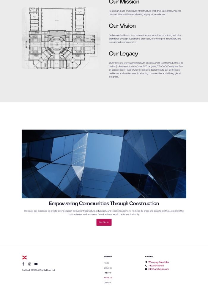 Oneblock – Construction Website