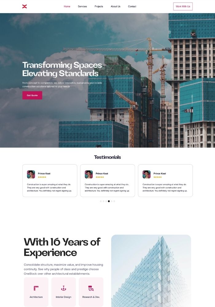 Oneblock - Construction Website