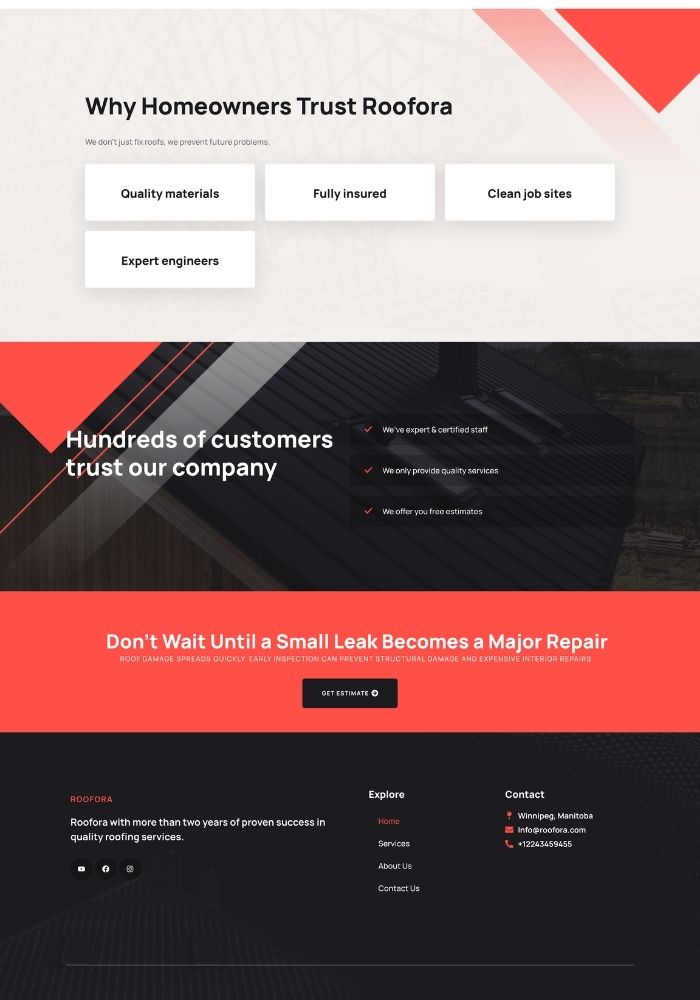 Roofora – Roofing Website