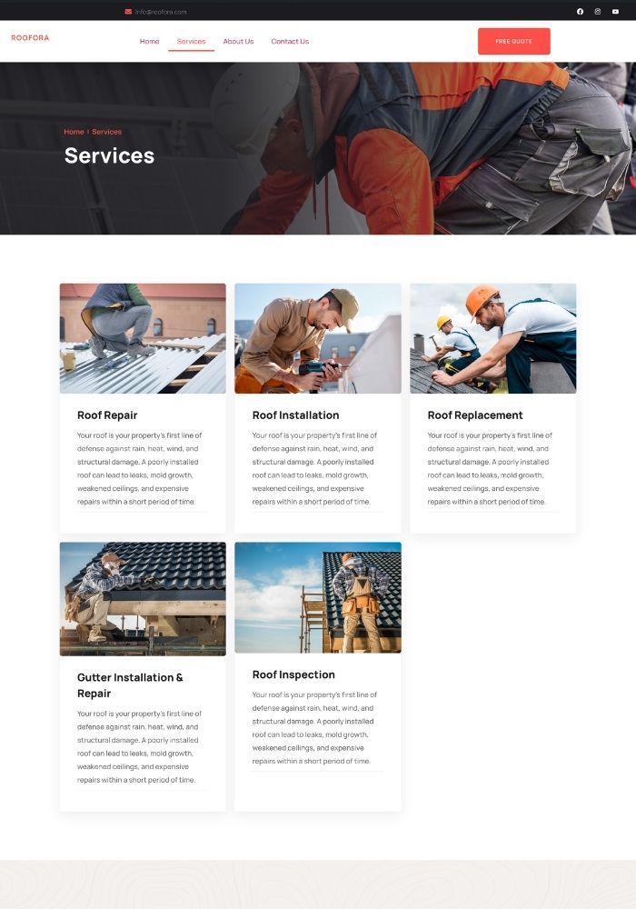 Roofora – Roofing Website