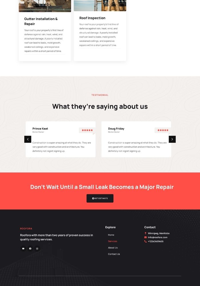 Roofora – Roofing Website