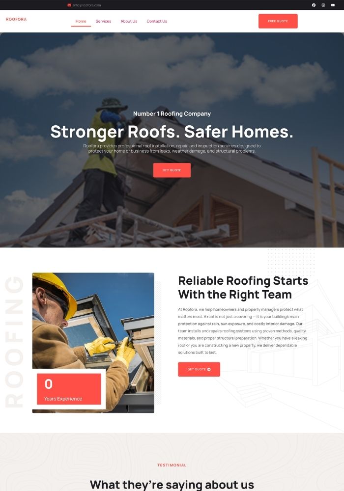 Roofora - Roofing Website