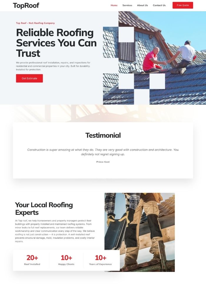 Top Roof - Roofing Website