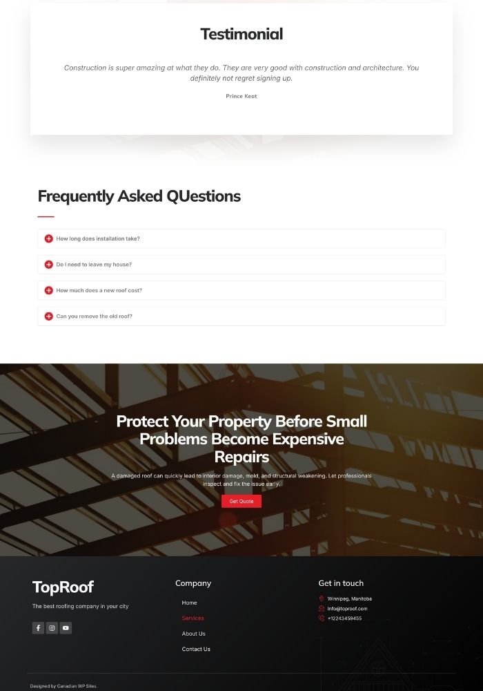 Top Roof – Roofing Website