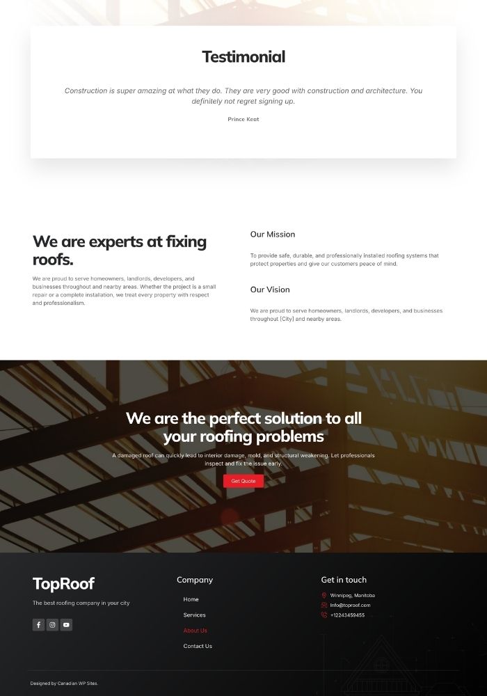 Top Roof – Roofing Website